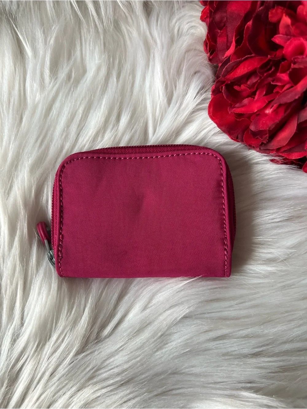 Kipling Hot Pink Zip Card Wallet